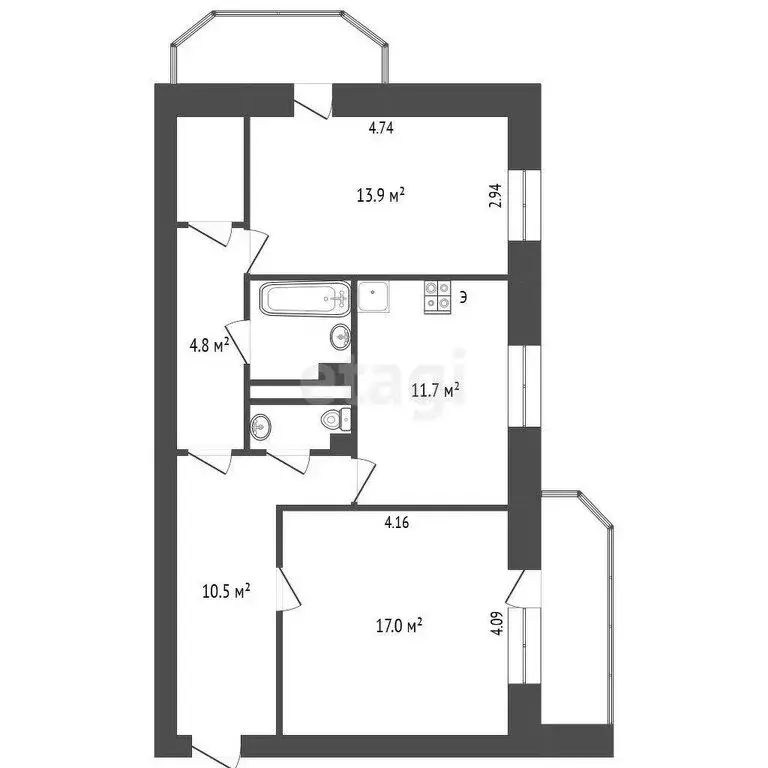 2-комнатная квартира: Ярославль, улица Лескова, 28к3 (65.5 м) - Фото 0
