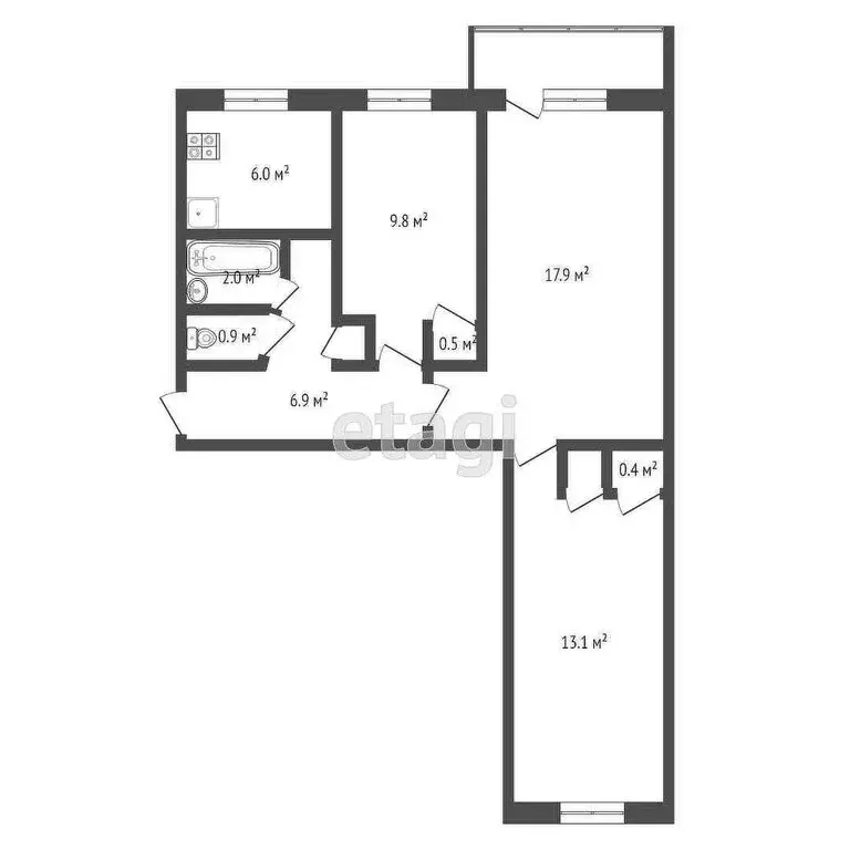 3-комнатная квартира: Азов, Красногоровская улица, 37 (58.8 м) - Фото 1