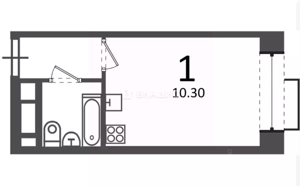 Студия Москва Клинская ул., 2А (23.3 м) - Фото 2
