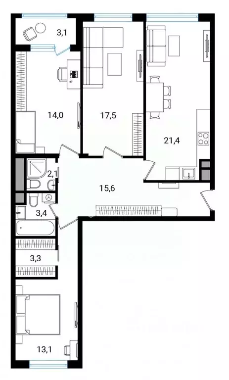 3-к кв. Москва просп. Лихачева, 20 (91.0 м) - Фото 1