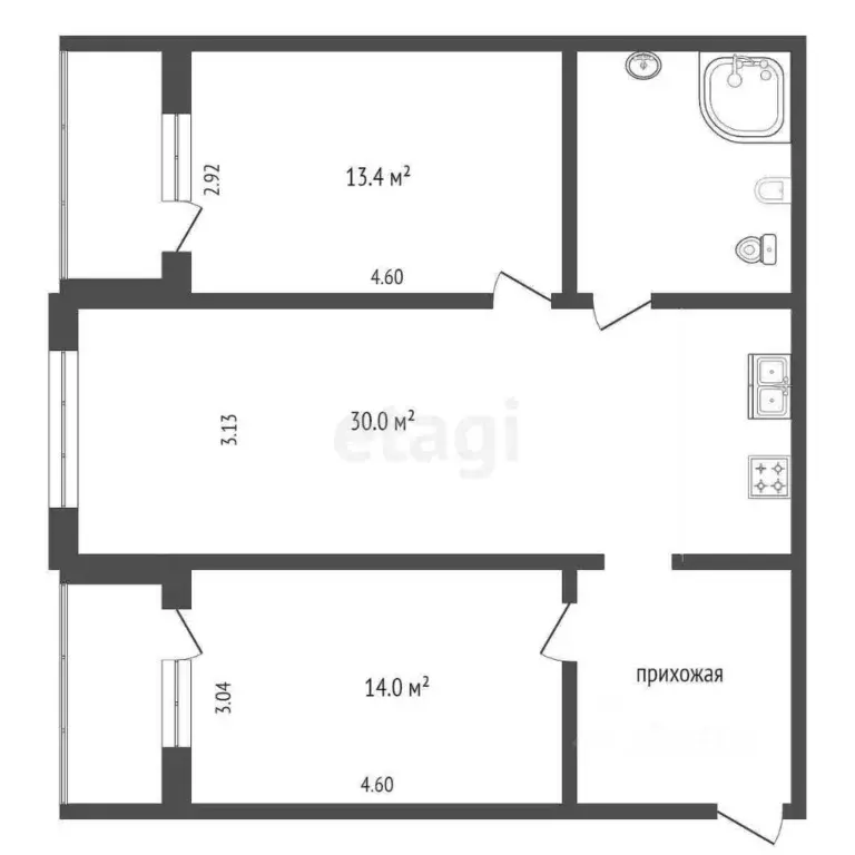 2-к кв. Ханты-Мансийский АО, Сургут ул. Чехова, 12 (68.9 м) - Фото 1