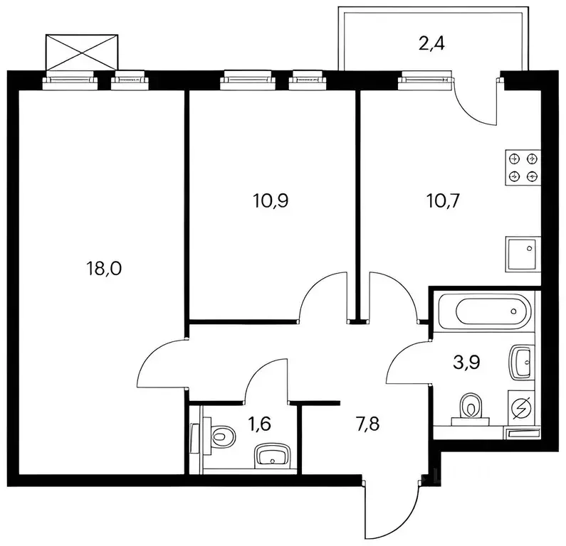 2-к кв. Калужская область, Калуга ул. 65 лет Победы, 23 (52.5 м) - Фото 2