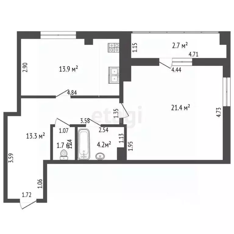 1-к кв. Самарская область, Самара Силовая ул., 6 (54.5 м) - Фото 2
