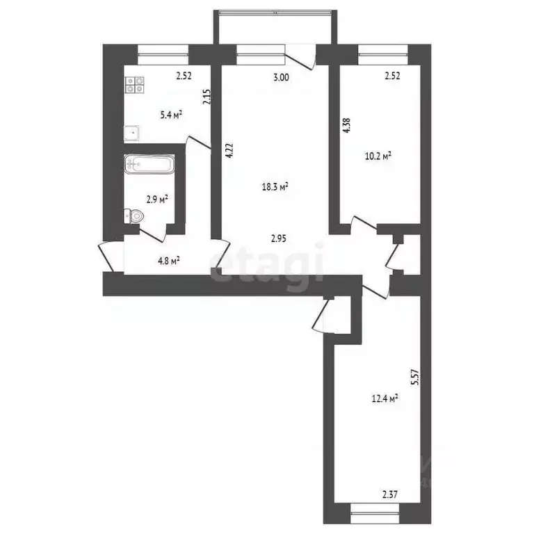 3-к кв. Владимирская область, Ковров ул. Свердлова, 20 (54.5 м) - Фото 2