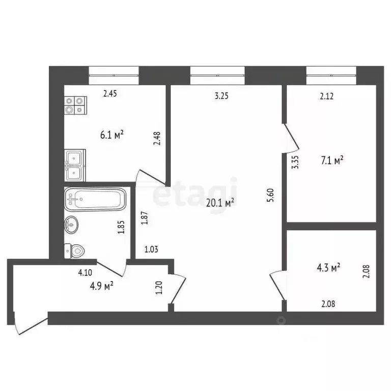 2-к кв. Тюменская область, Тюмень ул. Пермякова, 24 (45.5 м) - Фото 2
