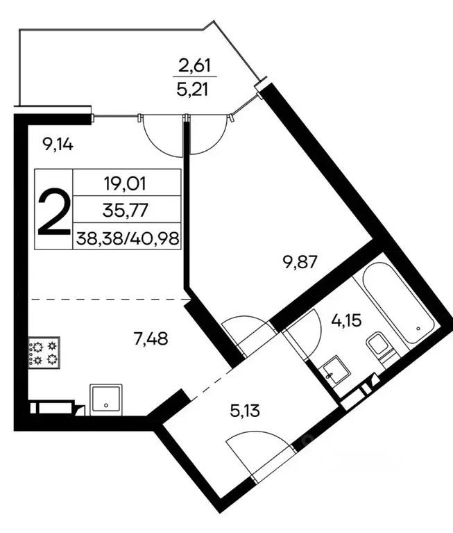 2-к кв. Крым, Алушта муниципальный округ, пос. Семидворье  (40.98 м) - Фото 1