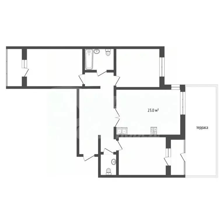 3-к кв. Тюменская область, Тюмень ул. Федюнинского, 30 (86.2 м) - Фото 2