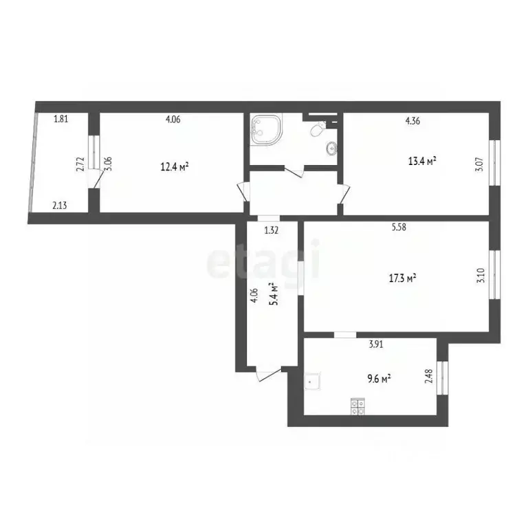 3-к кв. Тюменская область, Тюмень Одесская ул., 44 (67.0 м) - Фото 2