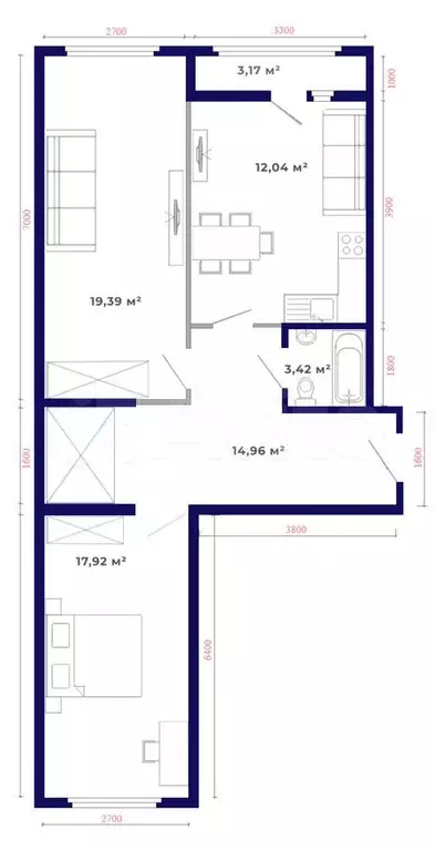 2-к. квартира, 70,9 м, 5/9 эт. - Фото 1