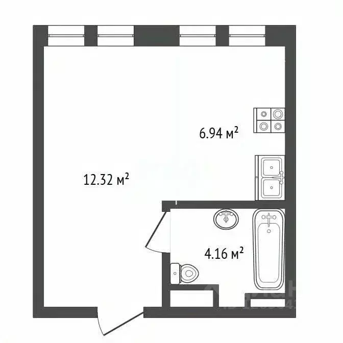 Студия Москва № 3 кв-л, 6к1 (25.0 м) - Фото 2