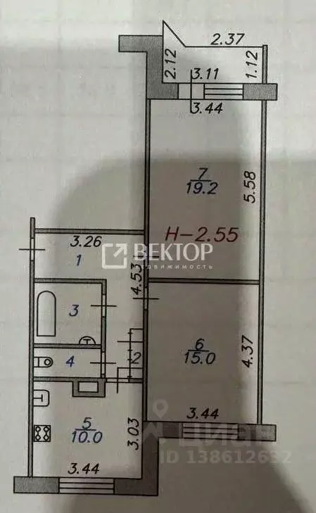 2-к кв. Ивановская область, Иваново Лежневская ул., 154 (58.0 м) - Фото 1