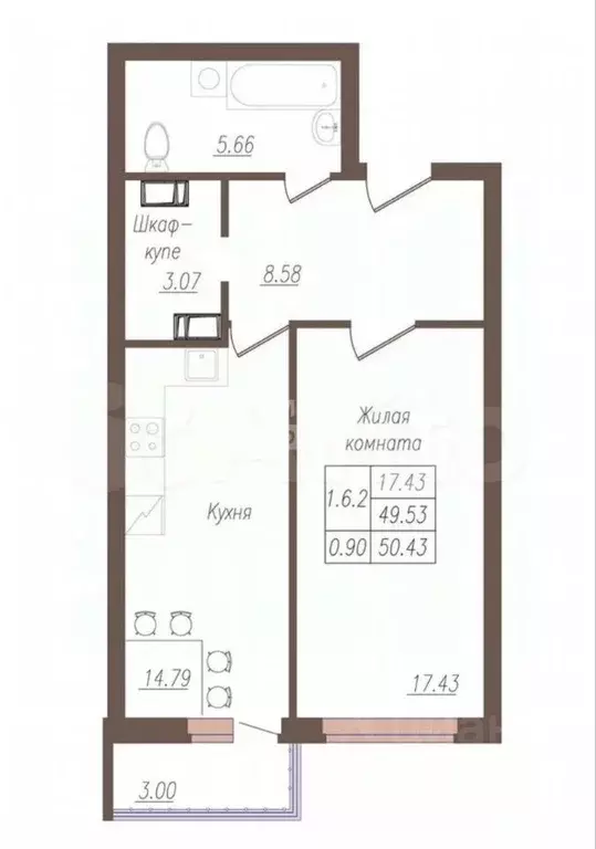 1-к кв. Орловская область, Орел ул. Генерала Родина, 66Ак1 (49.4 м) - Фото 2