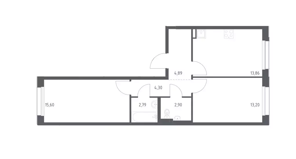 Продаётся 2-к квартира, 57.54 м - Фото 0