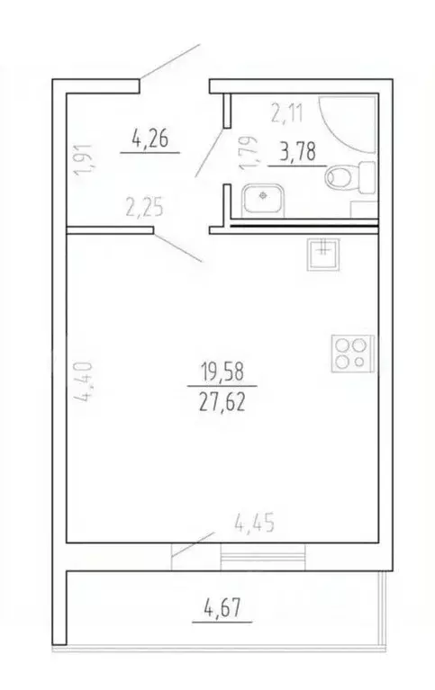 Студия Санкт-Петербург Пулковское ш., 42к6 (27.2 м) - Фото 1