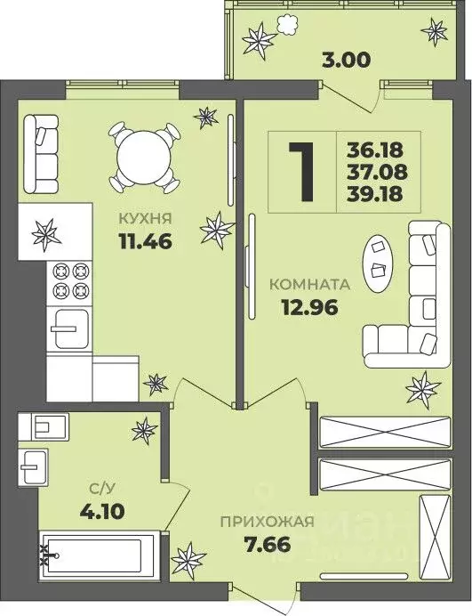 1-к кв. Калининградская область, Калининград ул. Генерала Толстикова, ... - Фото 0