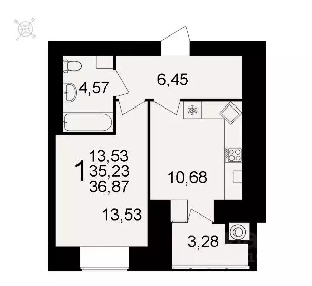 1-к кв. Рязанская область, Рязань ул. Княжье Поле, 10 (36.87 м) - Фото 1