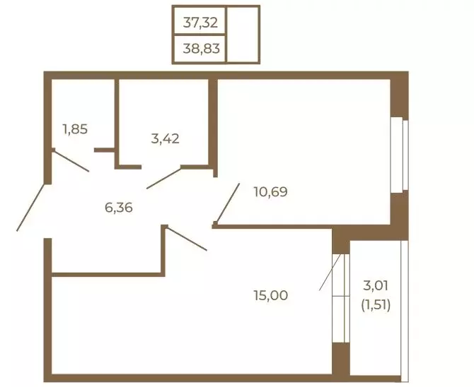 1-комнатная квартира: Сертолово, ЖК Новая История (38.83 м) - Фото 2