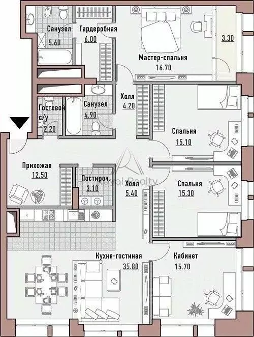 4-к кв. Санкт-Петербург ул. Эсперова, 10 (155.0 м) - Фото 2