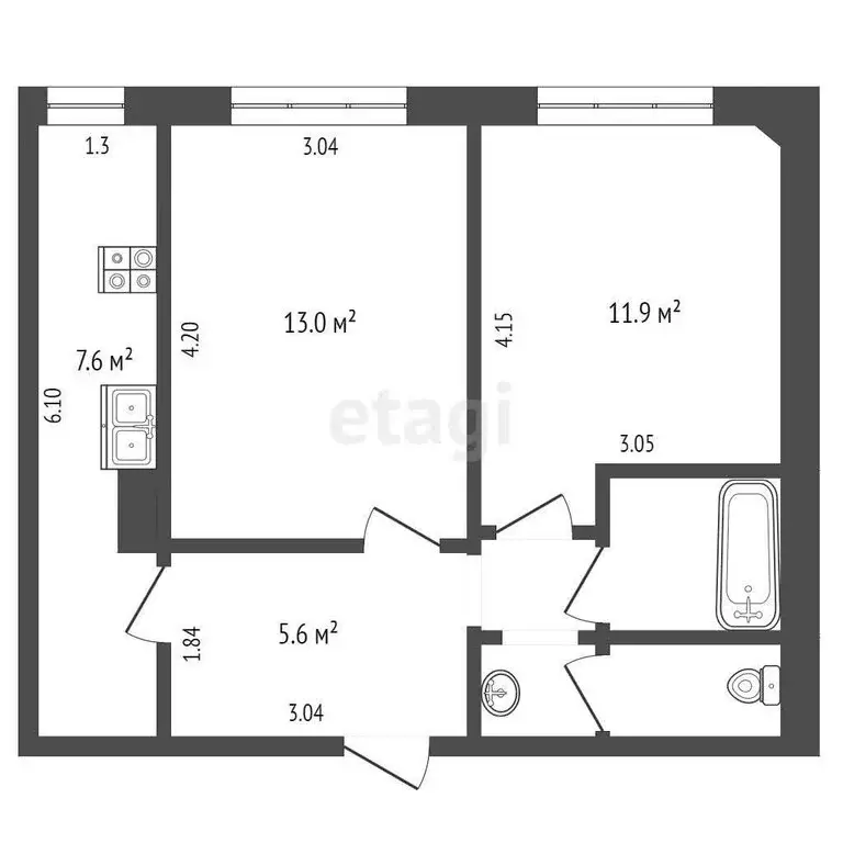 2-комнатная квартира: Лыткарино, 5-й микрорайон, 1-й квартал, 19Б ... - Фото 0