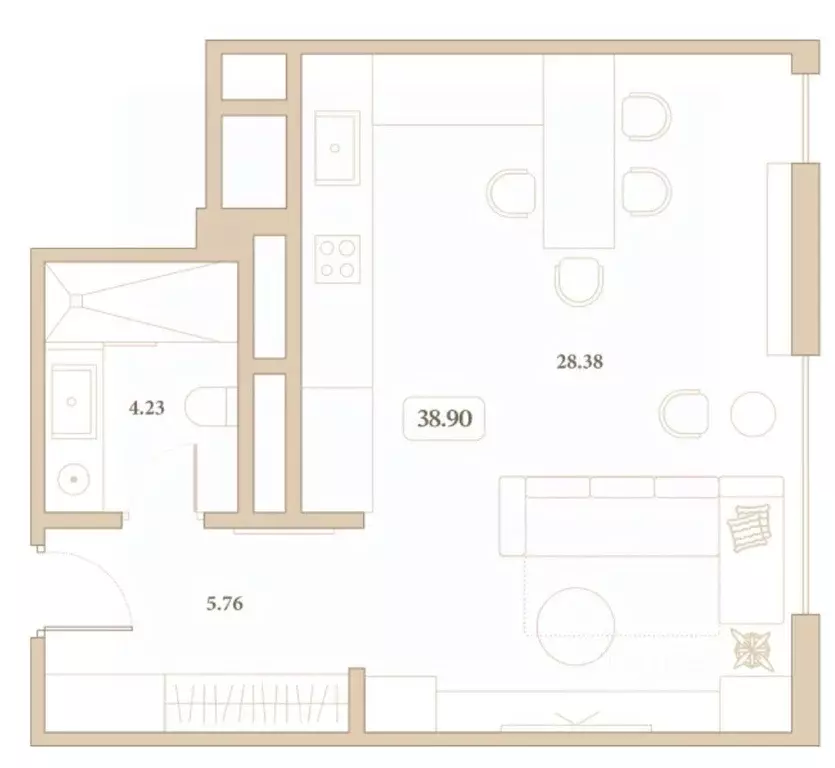 Студия Краснодарский край, Анапа ул. Толстого, 26 (39.0 м) - Фото 2