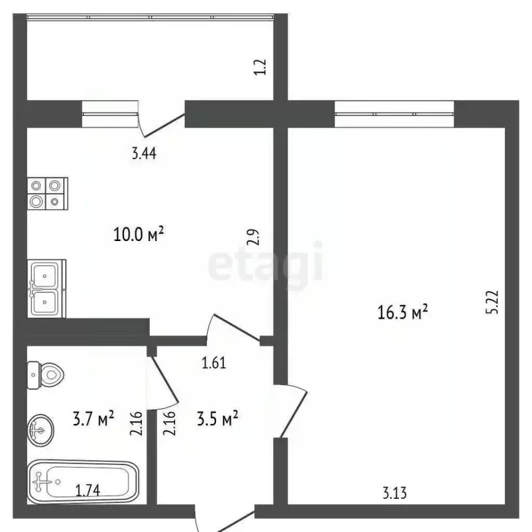 1-к кв. Калужская область, Калуга ул. Минская, 10 (33.1 м) - Фото 2
