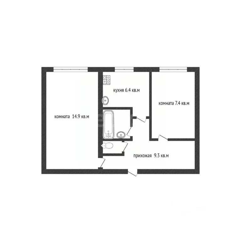 2-к кв. Смоленская область, Вязьма Березы мкр, 3 (41.2 м) - Фото 2