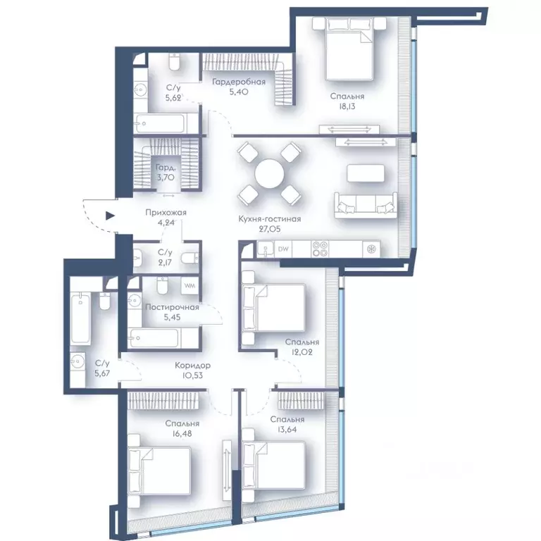 4-к кв. Москва Краснопресненская наб., 14с3 (130.1 м) - Фото 1