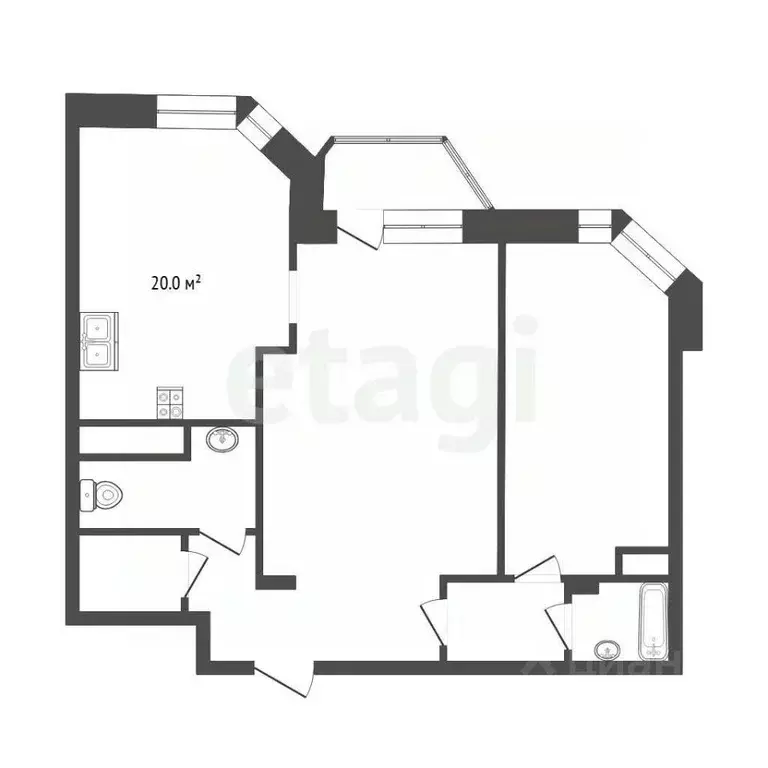 2-к кв. Тюменская область, Тюмень Заречный проезд, 33 (74.0 м) - Фото 1