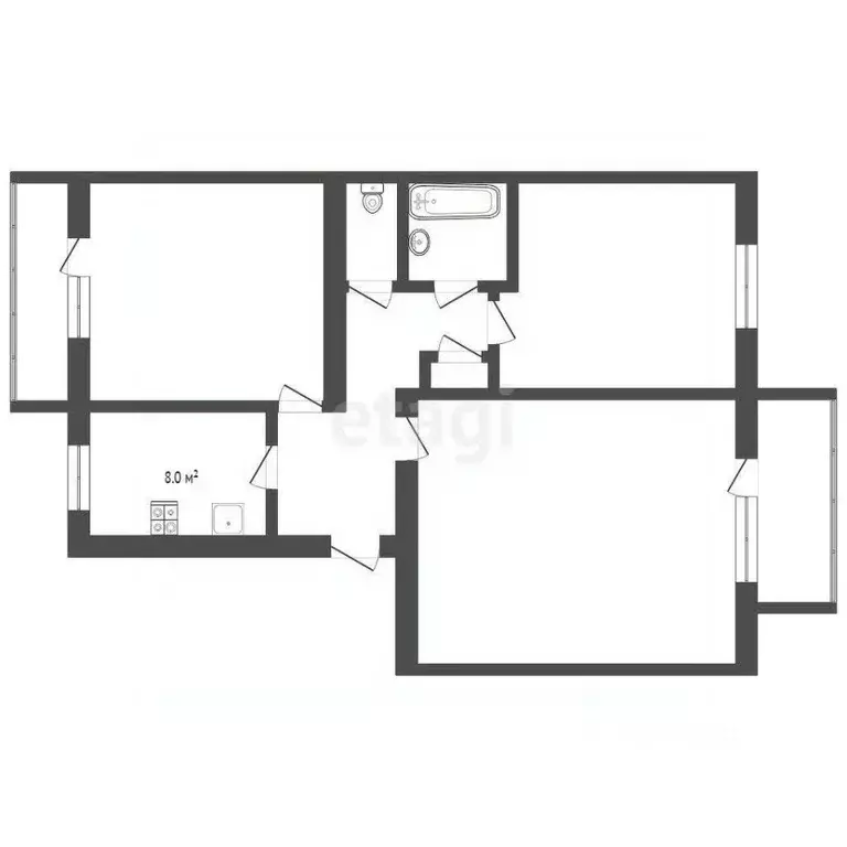 3-к кв. Тюменская область, Тюмень Новосибирская ул., 34 (62.0 м) - Фото 1