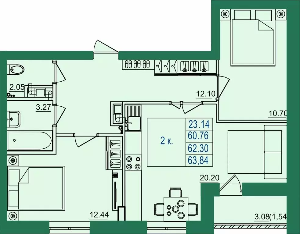 2-комнатная квартира: городской округ Владимир, посёлок ... - Фото 1
