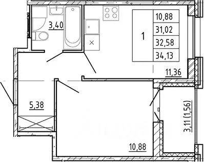 1-к кв. Ленинградская область, Ломоносовский район, Аннинское ... - Фото 1