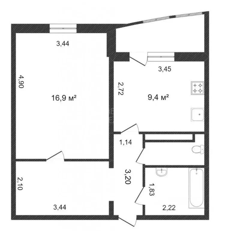1-к кв. Тюменская область, Тюмень ул. Пермякова, 86 (43.0 м) - Фото 2