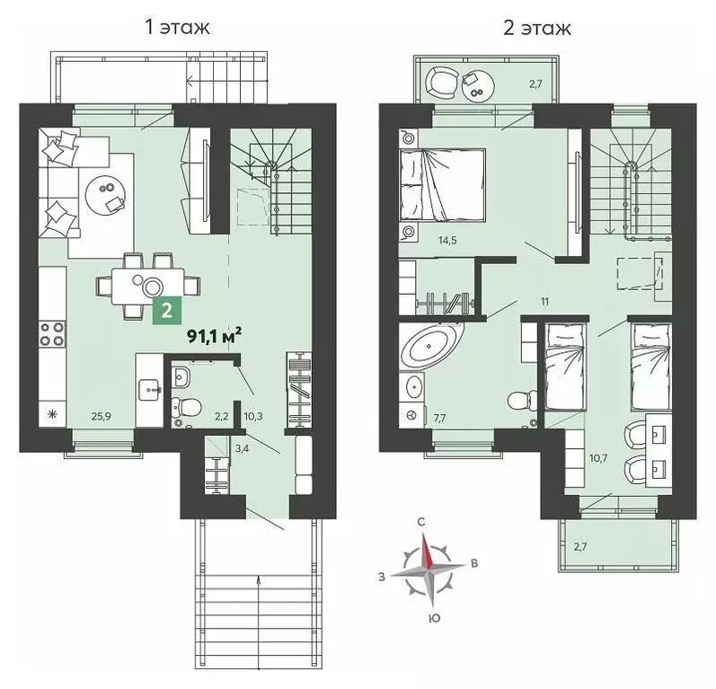 Таунхаус, 91.1 м - Фото 2