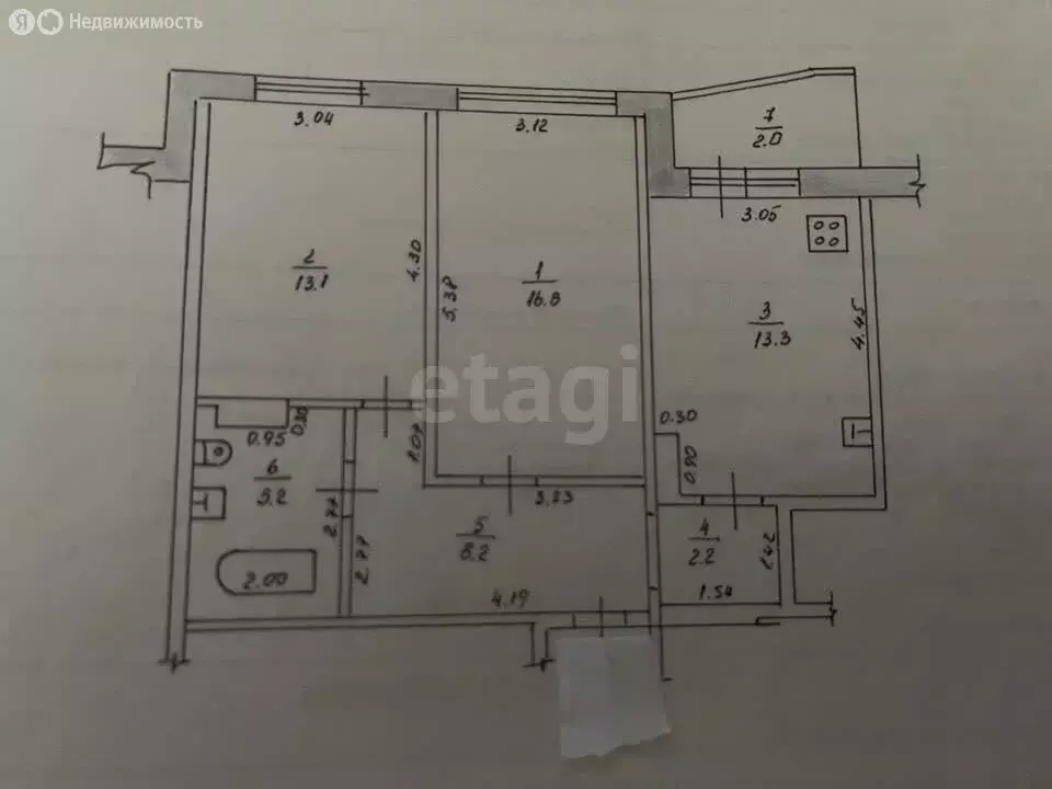 2-комнатная квартира: Казань, проспект Победы, 158 (58.8 м) - Фото 1