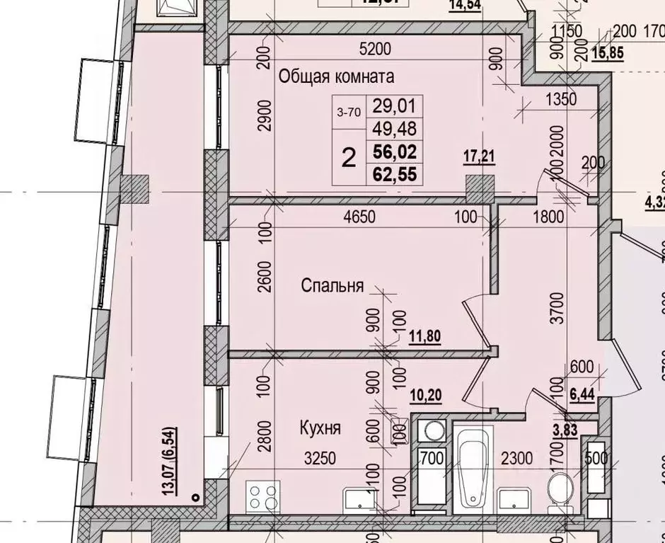2-к кв. Саха (Якутия), Якутск ул. Чкалова, 47 (56.02 м) - Фото 1