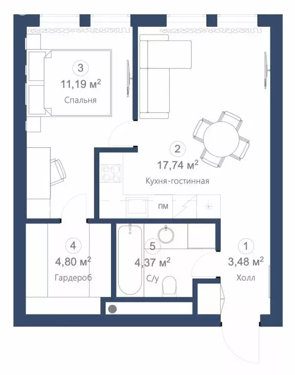 2-комнатная квартира: Москва, Большой Волоколамский проезд, 23 (43.4 ... - Фото 0