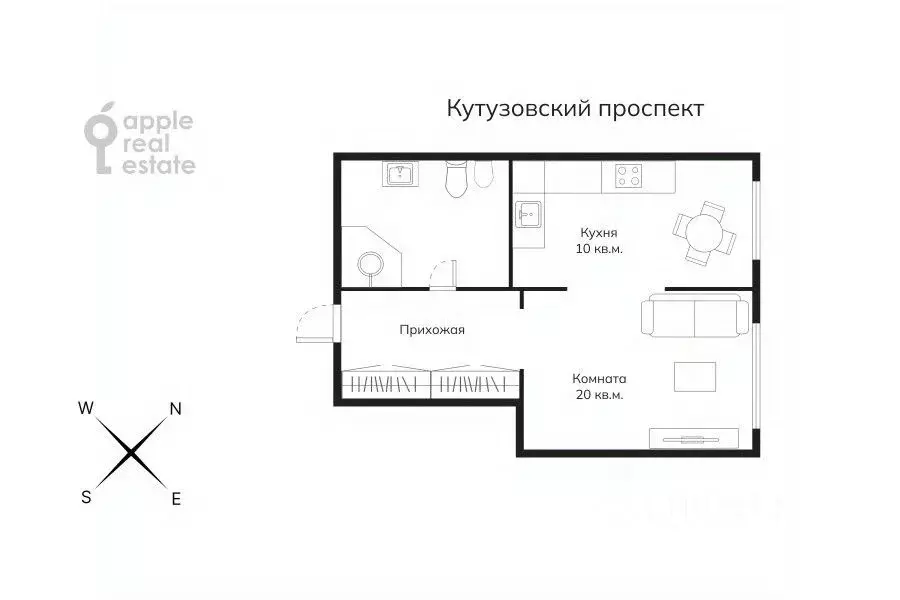 1-к кв. Москва Украинский бул., 3 (43.0 м) - Фото 1