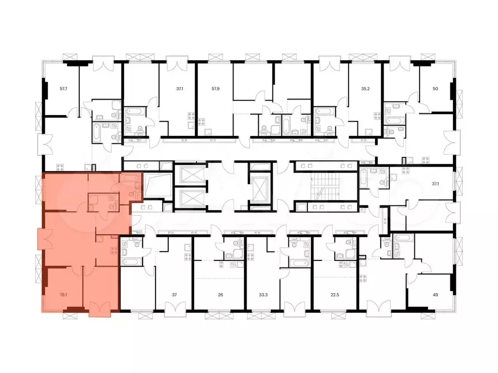 3-к. квартира, 76,1 м, 19/24 эт. - Фото 1