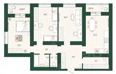 3-к кв. Самарская область, Волжский район, Смышляевка городское ... - Фото 1