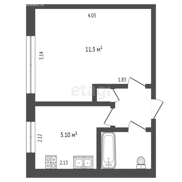 1-комнатная квартира: Омск, 2-я Дачная улица, 20 (20.9 м) - Фото 1