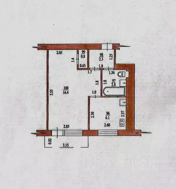 1-к кв. Краснодарский край, Ейск Коммунистическая ул., 49/2 (28.4 м) - Фото 2