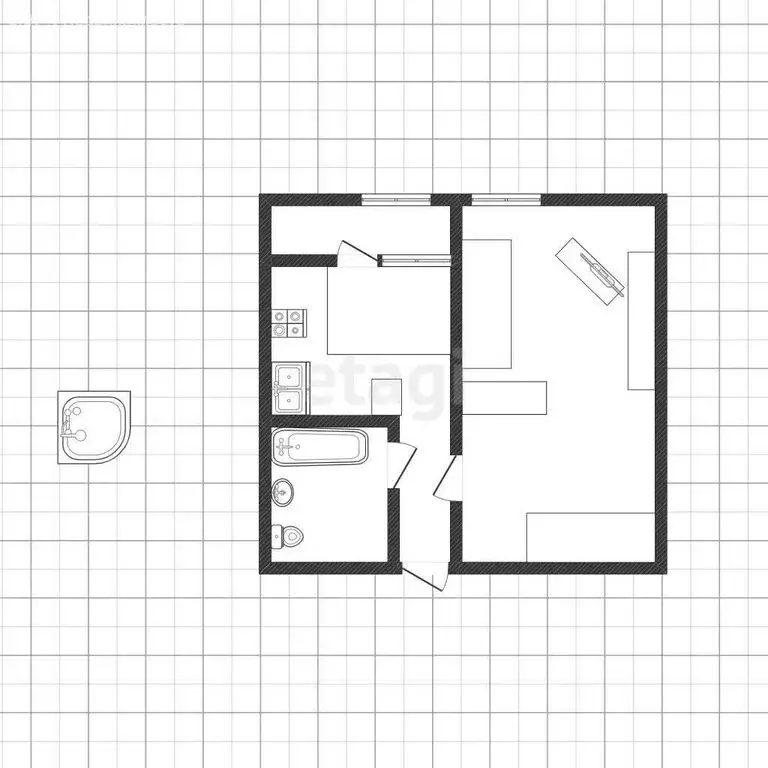 1-комнатная квартира: Самара, Средне-Садовая улица, 68 (27.1 м) - Фото 1