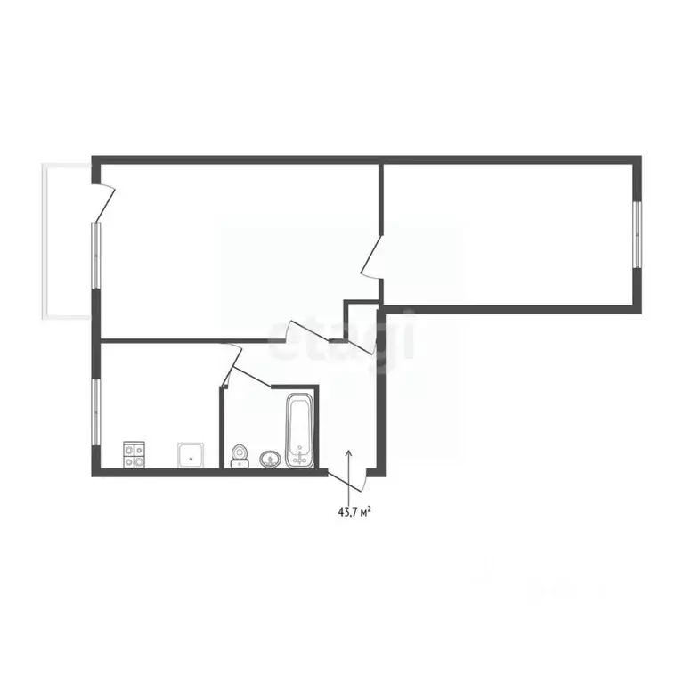 2-к кв. Свердловская область, Новоуральск Комсомольская ул., 18А (43.7 ... - Фото 2