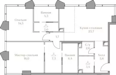 2-к кв. Москва Лужнецкая наб. (89.5 м) - Фото 0