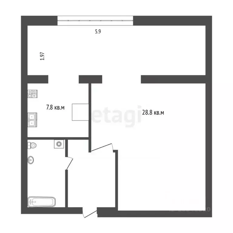 1-к кв. Ульяновская область, Ульяновск ул. Богдана Хмельницкого, 2А ... - Фото 1