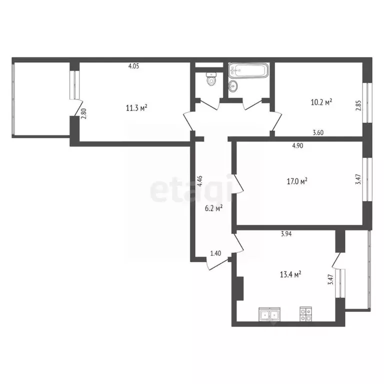 3-к кв. Орловская область, Орел Пожарная ул., 30 (70.0 м) - Фото 1