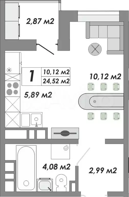 1-к. квартира, 24,5 м, 11/17 эт. - Фото 0
