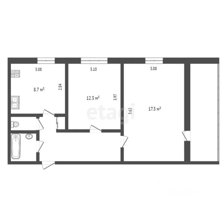 2-к кв. Тюменская область, Тюмень ул. Мельникайте, 129 (50.0 м) - Фото 1