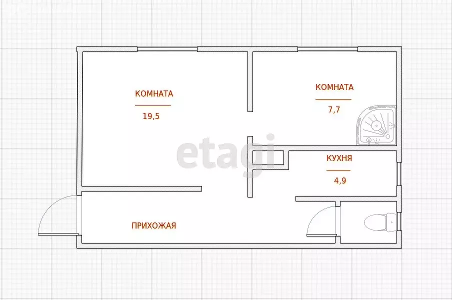 2-комнатная квартира: посёлок городского типа Сусанино, улица Карла ... - Фото 1