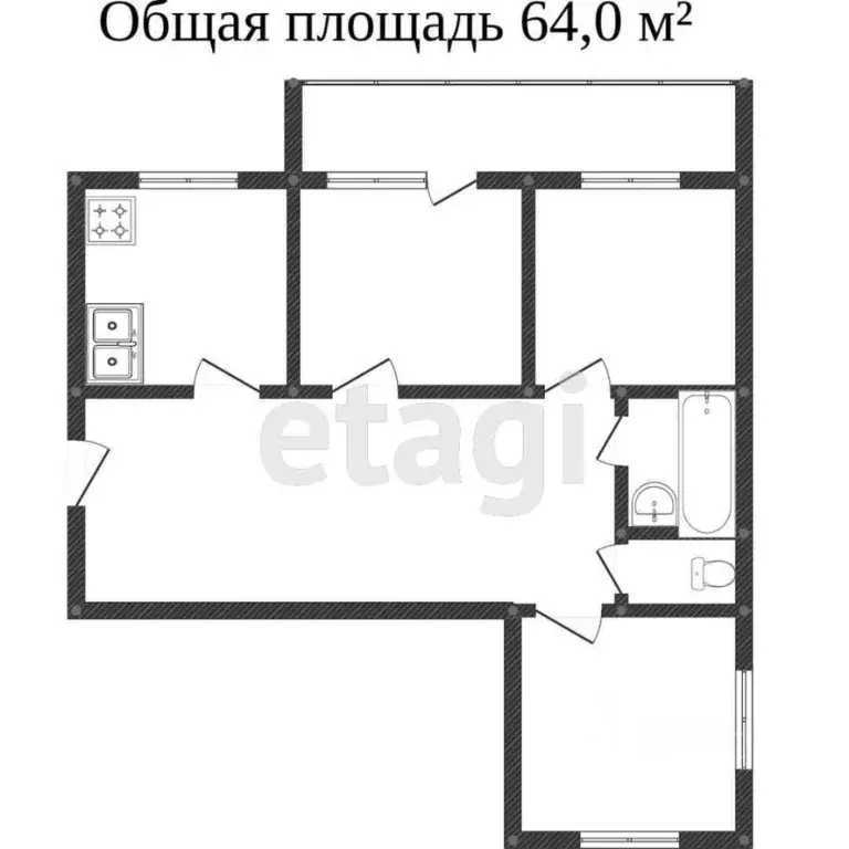 3-к кв. Костромская область, Кострома Давыдовский-3 мкр, 2 (65.2 м) - Фото 1